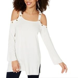 NWT Thalia Sodi Cold Shoulder Knit Sweater April Fashion Snow White Grommets S